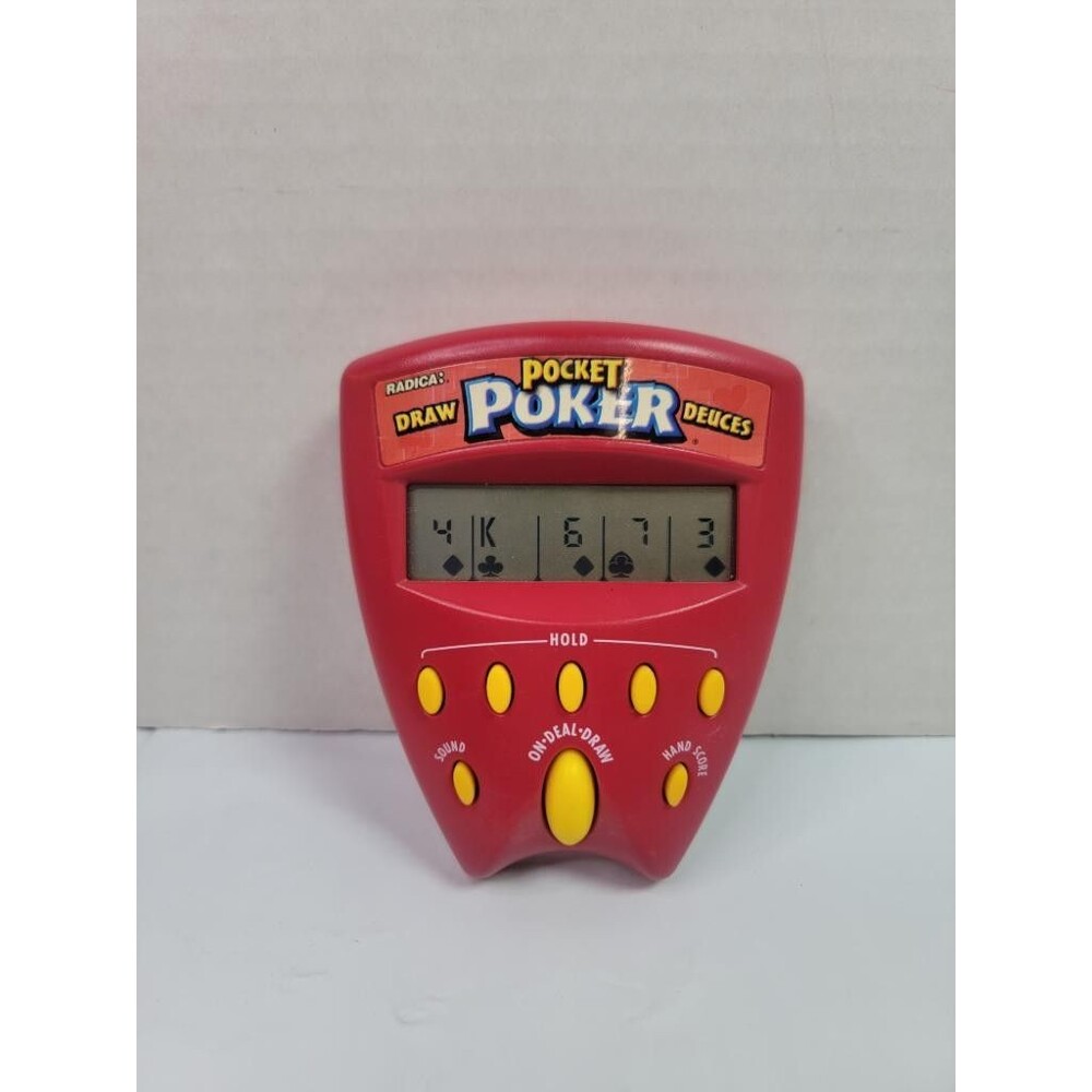 Radica Pocket Poker Draw Deuces Handheld Electronic Game Red 1999 Vintage Works